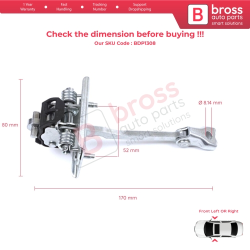 2 Pieces Front Door Hinge Stop Check Strap Limiter for Citroen DS5 2011-2018 9670813380