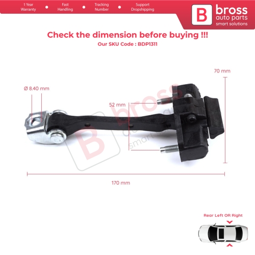 Rear Door Hinge Stop Check Strap Limiter for Citroen C4 Cactus 2014-On 9801290880