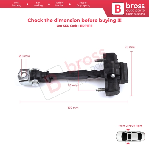 Front Door Hinge Stop Check Strap Limiter for Peugeot 208 e-208 Opel Corsa F Corsa-e 2019-On 9823211180