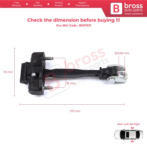 Rear Door Hinge Stop Check Strap Limiter for Peugeot 2008 e-2008 MK2 Opel Mokka B Mokka-e 9820816280