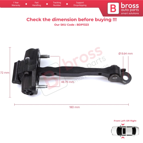 2 Pieces Front Door Hinge Stop Check Strap Limiter for Citroen C3 Aircross MK2 A88 2017-2024 YQ00232780