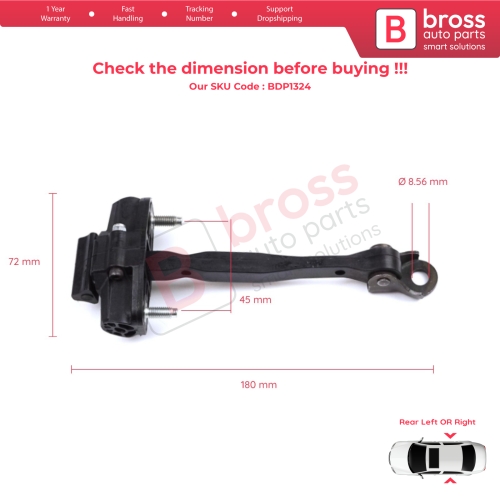 Rear Door Hinge Stop Check Strap Limiter for Citroen C3 Aircross MK1 A88 2017-2024 YQ00232680	