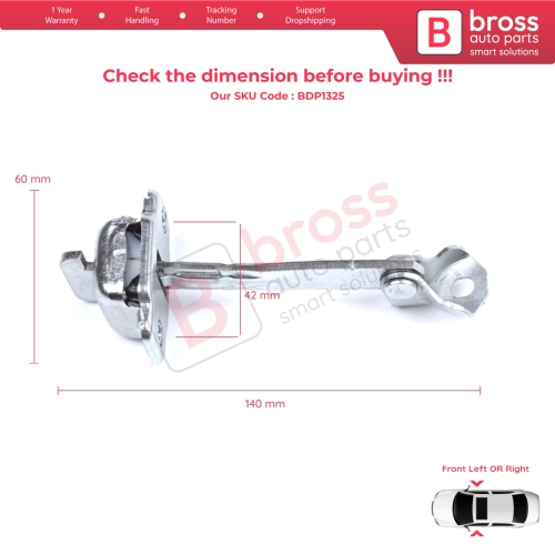 Front Door Hinge Stop Check Strap Limiter for Citroen C1 Peugeot 107 Toyota Aygo 2005-2014 5-Door HB B000760180
