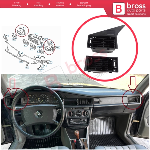 LHD Side Pane Defrosting Nozzle Instrument Panel Lateral Left Right for Mercedes W201 190 190 E 190 D 1982-1993 A2018301154 A2018301254