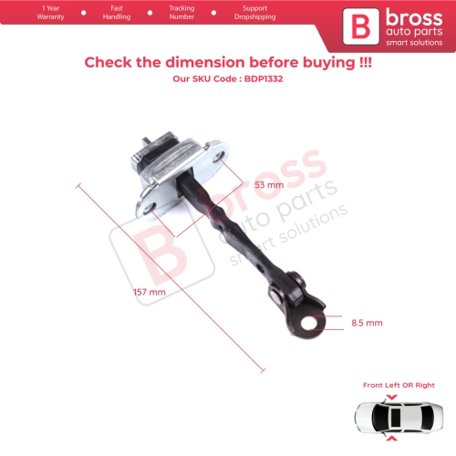 2 Pieces Front Door Hinge Stop Check Strap Limiter for Citroen C1 Peugeot 108 Toyota Aygo MK2 2014-On 5-Door B000873180