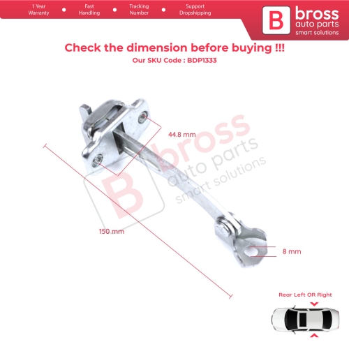 2 Pieces Rear Door Hinge Stop Check Strap Limiter for Citroen C1 Peugeot 107 Toyota Aygo 2005-2014 5-Door HB 9181J6