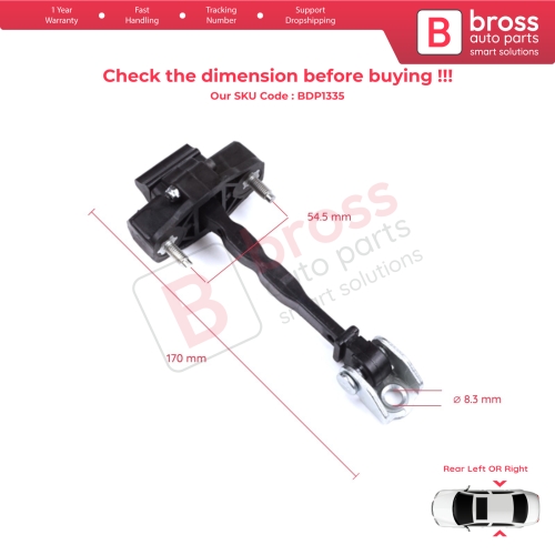2 Pieces Rear Door Hinge Stop Check Strap Limiter for Citroen C4 e-C4 C4X e-C4X MK3 2020-On 9831196980
