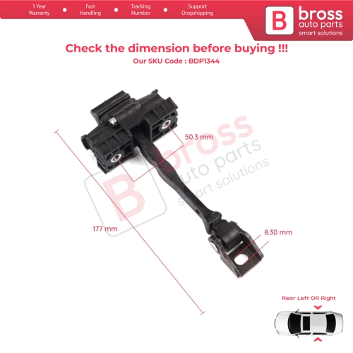 2 Pieces Rear Door Hinge Brake Stop Check Strap Limiter for VW Polo MK5 6R 6C 60 61 2009-2022 4/5 Door 6R4839249C
