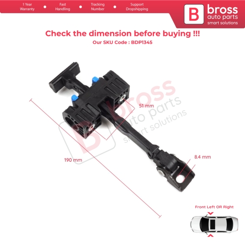 2 Pieces Front Door Hinge Brake Stop Check Strap Limiter for VW Amarok MK1 2H S1 S6 S7 2010-2024 4-Door 2H0837249