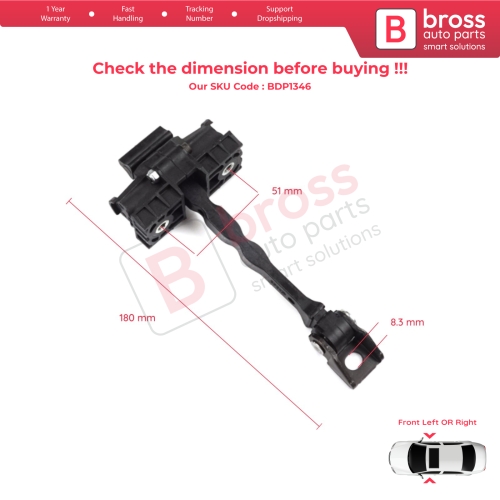 2 Pieces Front Door Hinge Brake Stop Check Strap Limiter for VW UP! Skoda Citigo Seat Mii 2011-2024 5-Door Hatchback 1S0837249