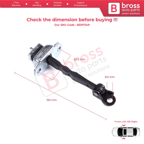 2 Pieces Front Door Hinge Brake Stop Check Strap Limiter for Toyota Corolla MK11 Auris MK2 E18 E180 2012-2018 6861002242