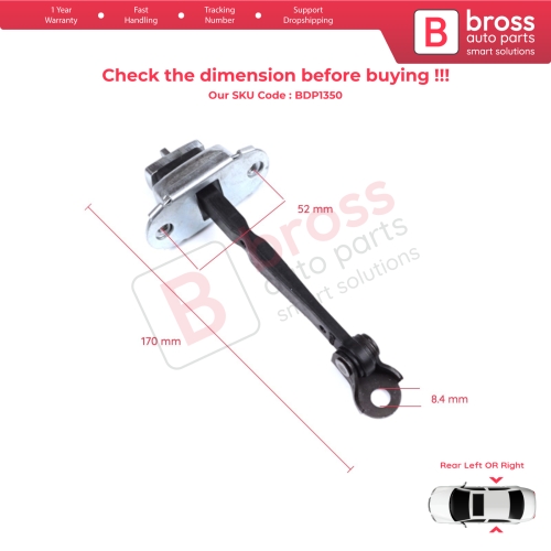 2 Pieces Rear Door Hinge Brake Stop Check Strap Limiter for Toyota Corolla MK11 Auris MK2 E18 E180 2012-2018 6863002250