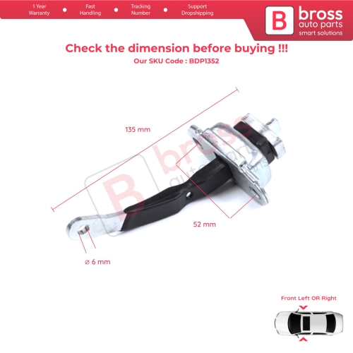 2 Pieces Front Door Hinge Brake Stop Check Strap Limiter for Toyota Hilux MK6 N1 1997-2005 Pickup Truck 6861035050