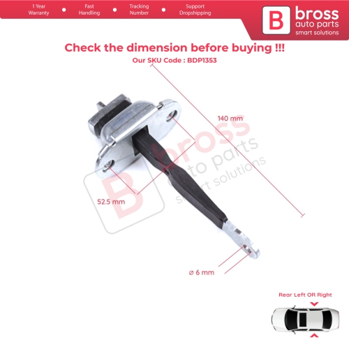 2 Pieces Rear Door Hinge Brake Stop Check Strap Limiter for Toyota Hilux MK6 N1 1997-2005 Pickup Truck 6863035050