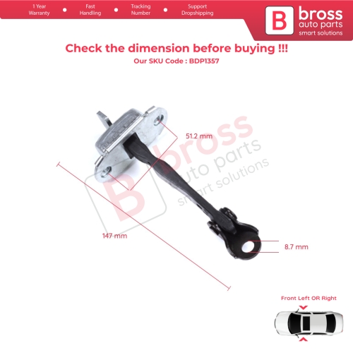 2 Pieces Front Door Stop Check Assy Limiter Strap for Toyota Yaris Echo Verso FunCargo Vitz Platz MK1 P1 P2 1999-2003 Pre-Facelift
