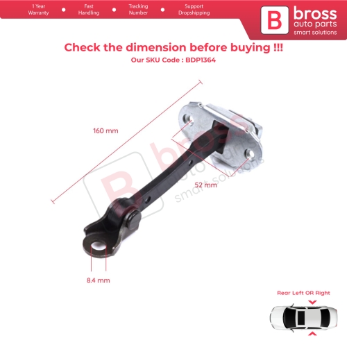 Rear Door Stop Check Assy Limiter Strap for Toyota Yaris Echo Verso FunCargo Vitz Platz MK1 P1 P2 1999-2003 Pre-Facelift