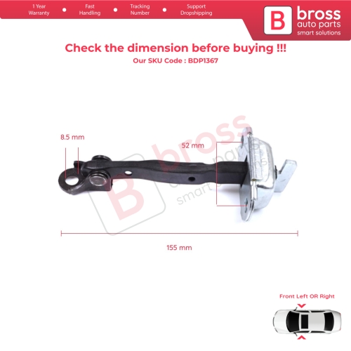 2 Pieces Front Door Stop Check Assy Limiter Strap for Toyota Yaris Vios Vitz Belta MK2 P9 XP9 XP90 2005-2013 686100D040