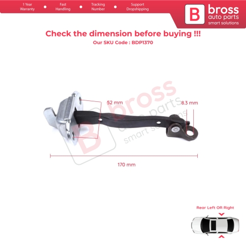 2 Pieces Rear Door Stop Check Assy Limiter Strap for Toyota Yaris Vitz MK3 P13 2010-2014 Vios P15 Verso S P12 Pre-Facelift 6863052120