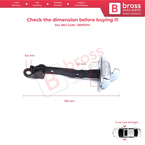 2 Pieces Front Door Stop Check Assy Limiter Strap for Toyota RAV4 MK4 XA40 A4 2012-2019 6861042051