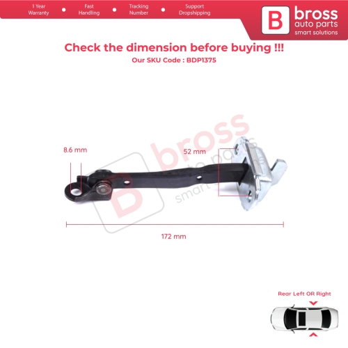 2 Pieces Rear Door Stop Check Assy Limiter Strap for Toyota RAV4 MK4 XA40 A4 2012-2019 6863042040