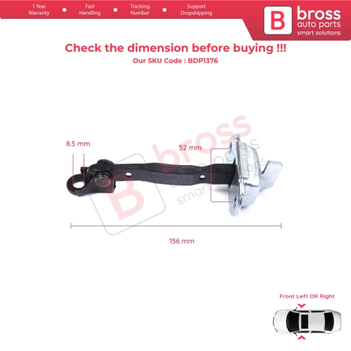 2 Pieces Front Door Stop Check Assy Limiter Strap for Toyota Prius MK2 W2 XW20 2003-2009 Corolla MK9 E12 Allex RunX 2001-2007 6861012161