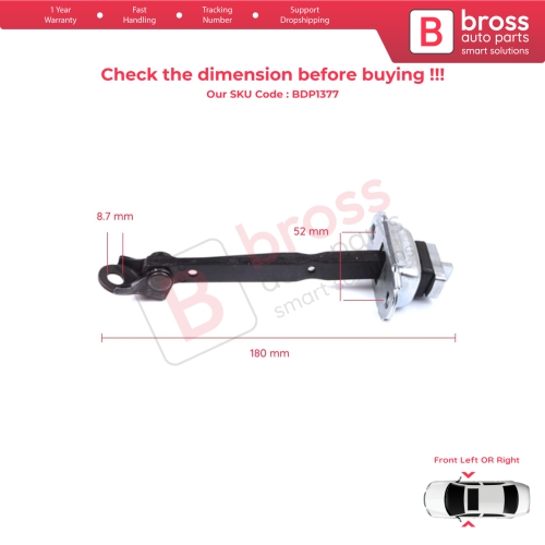 2 Pieces Front Door Stop Check Assy Limiter Strap for Toyota Prius MK3 W3 XW30 ZW30 2009-2015 6861047021