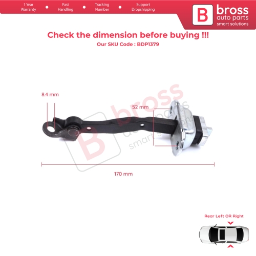 2 Pieces Rear Door Stop Check Assy Limiter Strap for Toyota Camry MK5 V3 XV30 2001-2006 6863033050