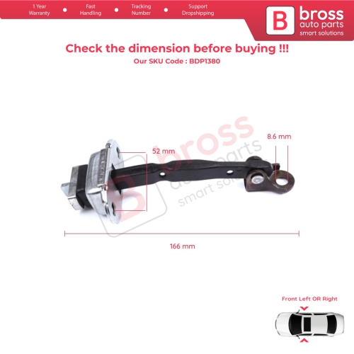 2 Pieces Front Door Stop Check Assy Limiter Strap for Toyota Camry MK6 V4 XV40 2006-2012 6861033070