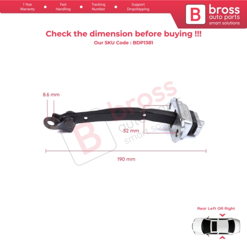 2 Pieces Rear Door Stop Check Assy Limiter Strap for Toyota Camry MK6 V4 XV40 2006-2012 6863033070