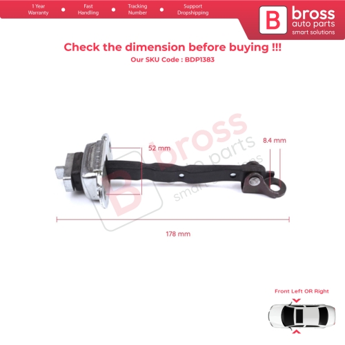 2 Pieces Front Door Stop Check Assy Limiter Strap for Toyota C-HR MK1 X1 AX10 AX50 2016-2024 68610F4030