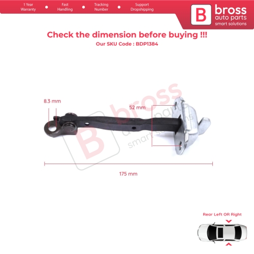 2 Pieces Rear Door Stop Check Assy Limiter Strap for Toyota C-HR MK1 X1 AX10 AX50 2016-2024 68630F4010