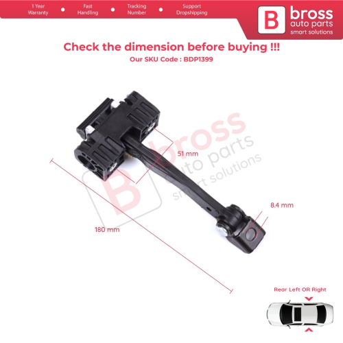 2 Pieces Rear Door Stop Check Assy Limiter Strap for BMW 1 Series F20 F20N 2011–2019 5-Door 51227446727