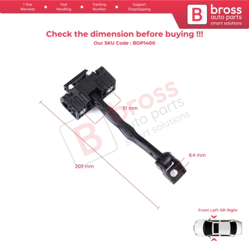 2 Pieces Front Door Stop Check Assy Limiter Strap for BMW 5 Series F10 F11 F18 LCI 2009-2017 51217182005  