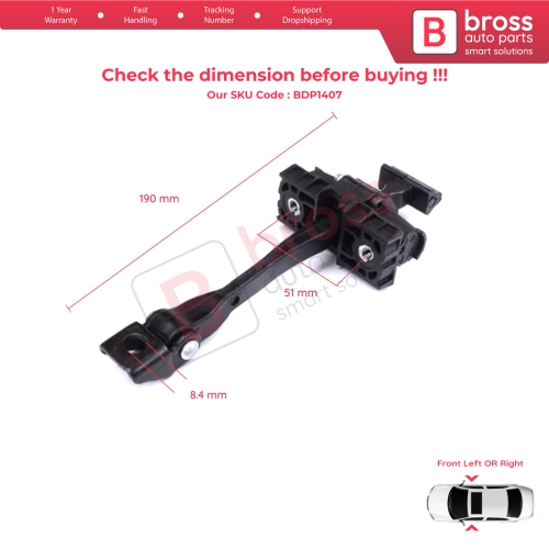 2 Pieces Front Door Stop Check Assy Limiter Strap for BMW 2 Series MK1 F45 F46 Tourer 2013-2021 51217404897