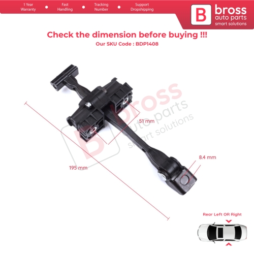 2 Pieces Rear Door Stop Check Assy Limiter Strap for BMW 2 Series MK1 F45 F46 Tourer 2013-2021 51227404899