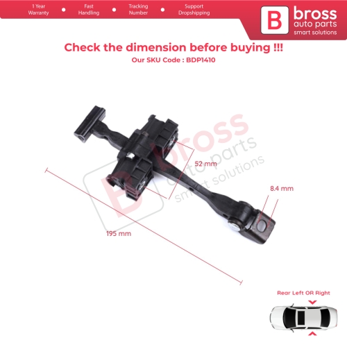 2 Pieces Rear Door Stop Check Assy Limiter Strap for BMW X1 F48 MK2 2014-2022 51227436003