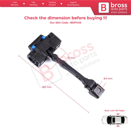 2 Pieces Rear Door Stop Check Assy Limiter Strap for VW Jetta MK6 A6 5C6 1B 162 163 AV3 AV2 2010-2018 5C6839249