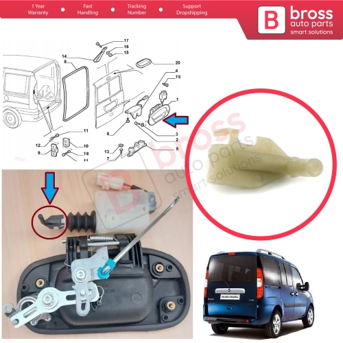 Tailgate Rear Single Door Outer Handle Lock Plastic Part for Fiat Doblo MK1 119 223 2000-2010 735402299