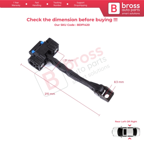 2 Pieces Rear Door Stop Check Assy Limiter Strap for VW Touareg MK2 7P 7P5 7P6 2010-2018 7P0839249