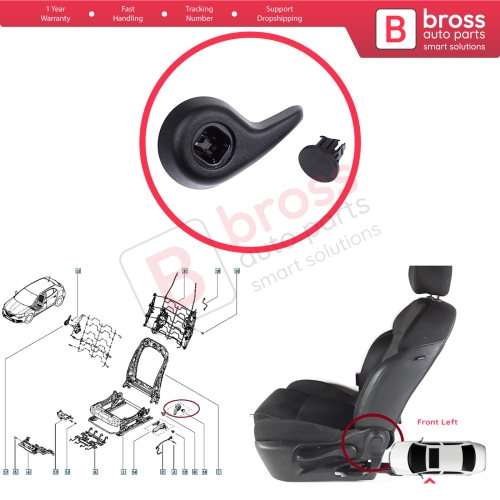 Front Left Manual Seat Recliner Adjuster Handle Black for Renault Megane MK4 B9A K9A Talisman LP KP 2015-On 874519982R