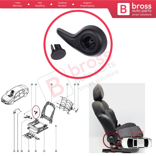 Front Right Manual Seat Recliner Adjuster Handle Black for Renault Megane MK4 B9A K9A Talisman LP KP 2015-On 874016692R