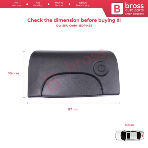 Tailgate Trunk Rear Exterior Door Opener Handle Black for Renault Kangoo Nissan Kubistar MK1 X76 FC KC 1997-2009 8200153668