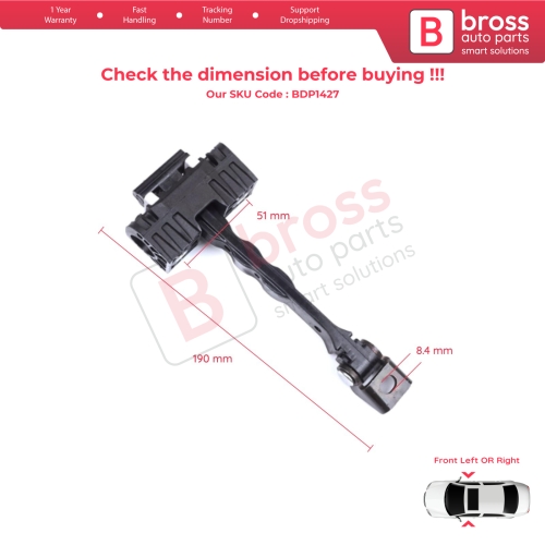 2 Pieces Front Door Stop Check Assy Limiter Strap for VW Caddy MK4 MK5 SB 2020-On MPV Box 2K7837249A