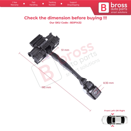 2 Pieces Front Door Stop Check Assy Limiter Strap for VW Polo MK6 AW1 BZ1 AE1 2017-On 4/5 Door 2G4837249A