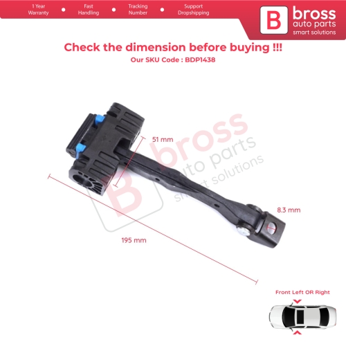 2 Pieces Front Door Stop Check Assy Limiter Strap for VW Touran MK2 5T 2015-On 5TA837249A