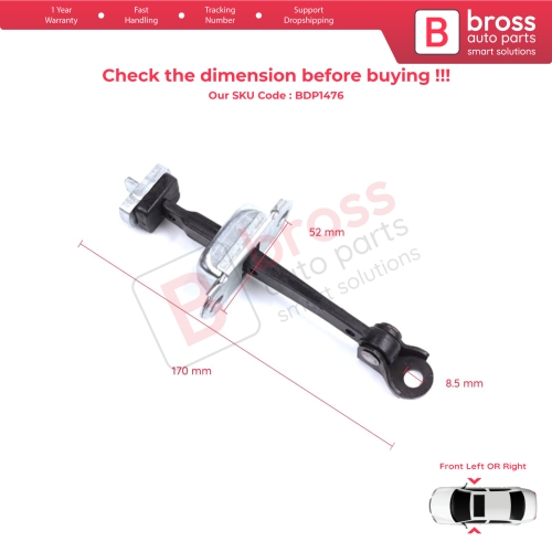 2 Pieces Front Door Stop Check Assy Limiter Strap for Honda Civic MK7 VII 2000-2006 Coupe HB Sedan 72380S5DA11