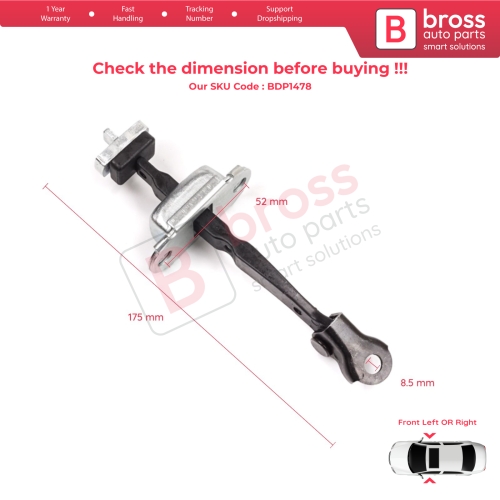 2 Pieces Front Door Stop Check Assy Limiter Strap for Honda Civic MK8 VIII 2005-2013 HB FN FK Sedan FD FA 72340SNLT01