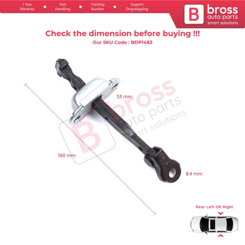2 Pieces Rear Door Stop Check Assy Limiter Strap for Honda Civic MK10 X 2016-2021 Insight MK3 III ZE4 72840TBAA01