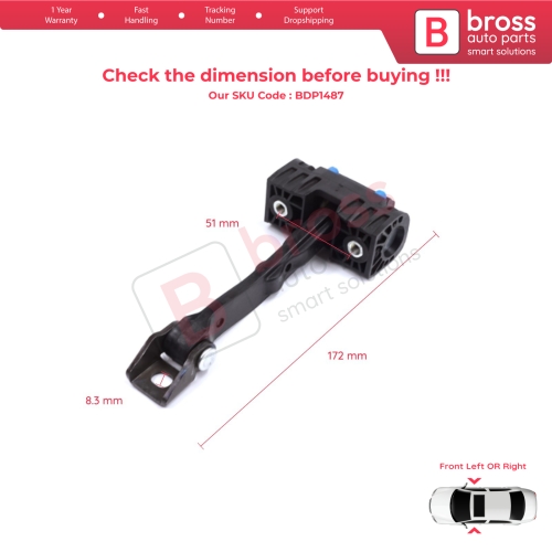 2 Pieces Front Door Stop Check Assy Limiter Strap for Audi A1 8X 8X1 8XK 8XA 8XF 2010-2019 Hatchback Sportback 8X3837249