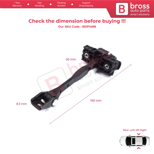 2 Pieces Rear Door Stop Check Assy Limiter Strap for Audi A1 8X 8X1 8XK 8XA 8XF 2010-2019 Hatchback Sportback 8X4839249C